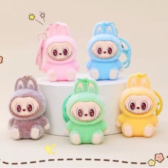 New Popular Hot! mini brown Mocha bunny Labubu Baby keychain dangeler figure - Picture 2 of 3